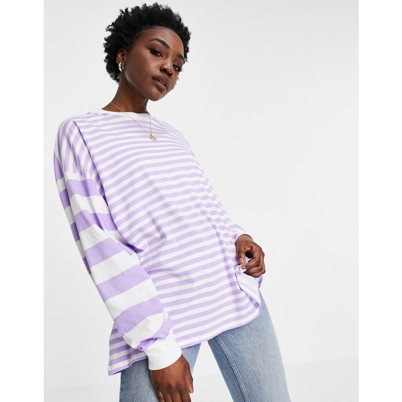 DESIGN Tall – Langärmliges Oversize-Shirt mit Streifen in Flieder