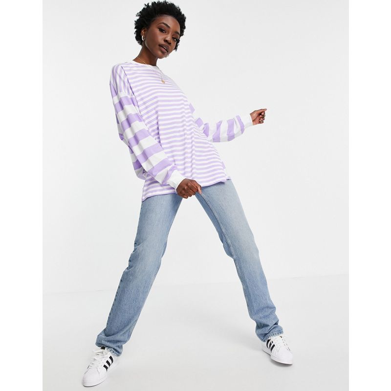 DESIGN Tall – Langärmliges Oversize-Shirt mit Streifen in Flieder